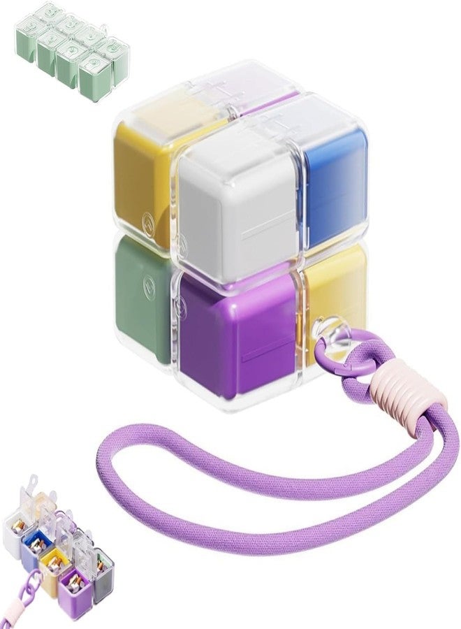 DRAWBRIDGE Magic Cube Magnetic Pill Organizer, 8-Compartment Travel Case with Strap, Magnetic Travel Pill Case with Strap, Creative Moisture-Proof Drawstring Sealed Box (1 pcs) - Image 1